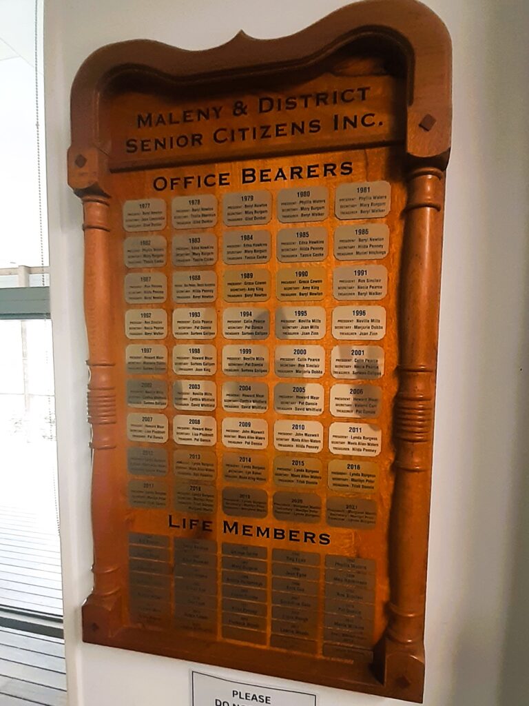 Maleny Senior Citizens Honour Board