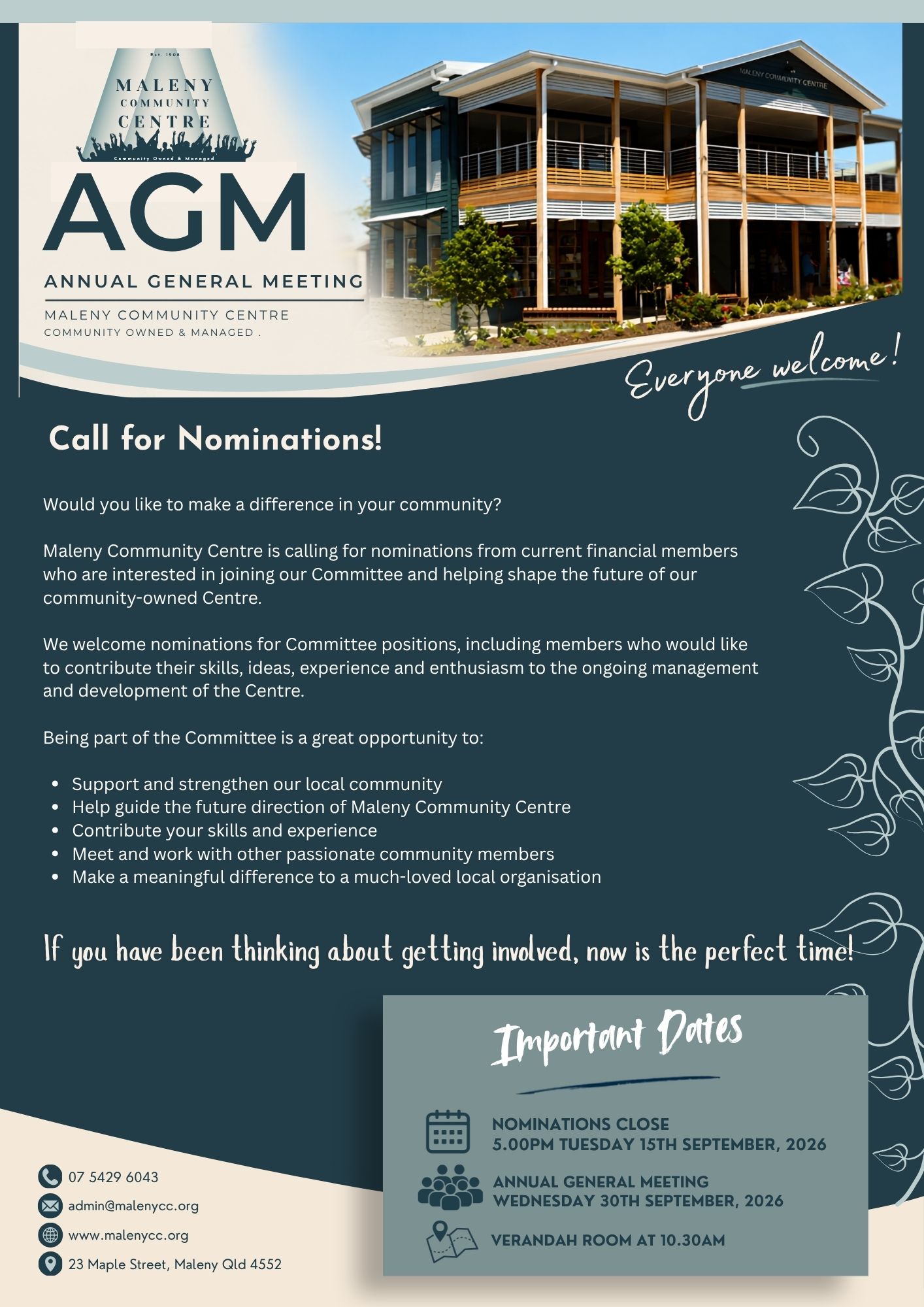 Maleny Community Centre 2026 Annual General Meeting