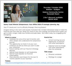 Sunny Coast Women Solopreneurs: Your offsite 2026-27 strategic planning day