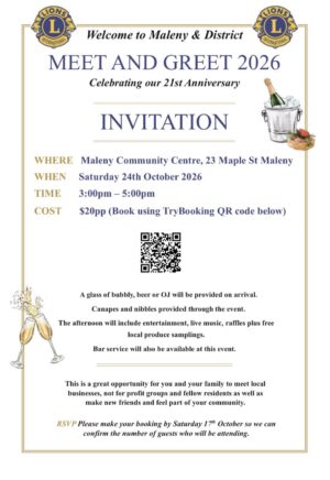 Maleny Blackall Range Lions Club Meet & Greet 2026