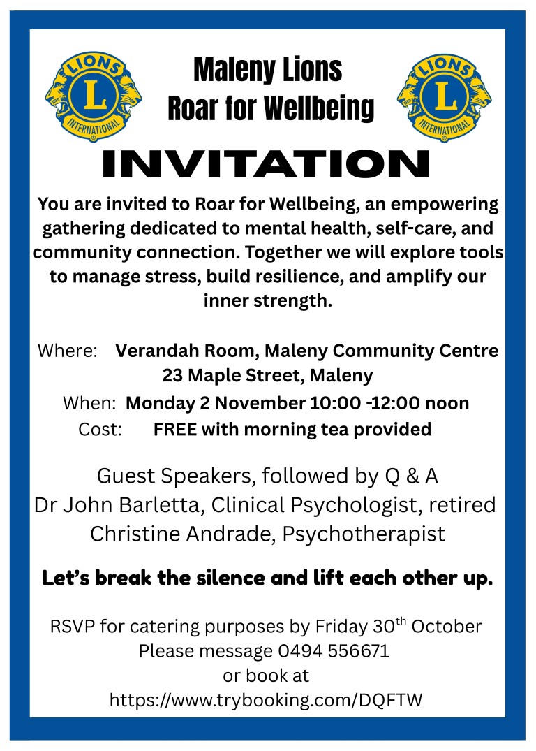 Maleny Lions Roar For Wellbeing