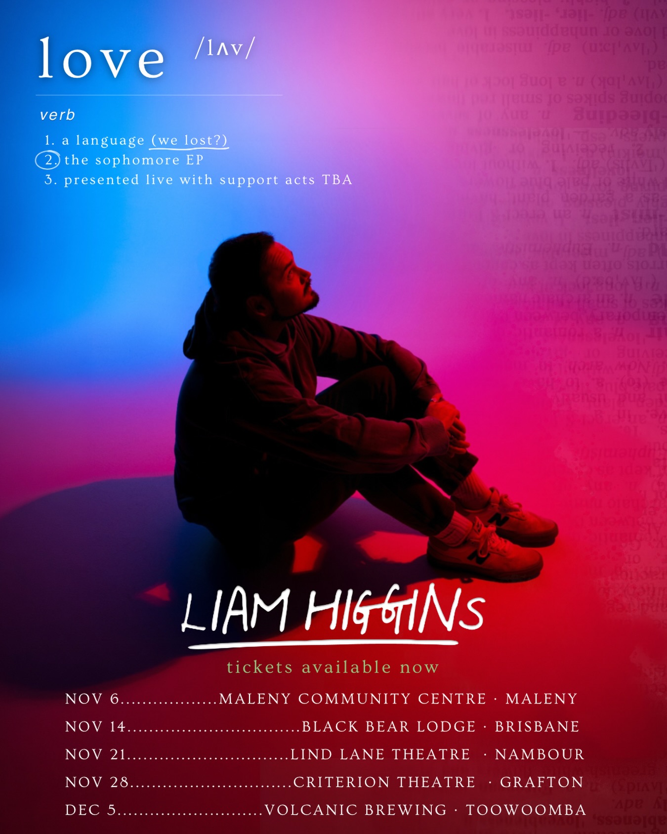 Liam Higgins – Love Is A Language Tour